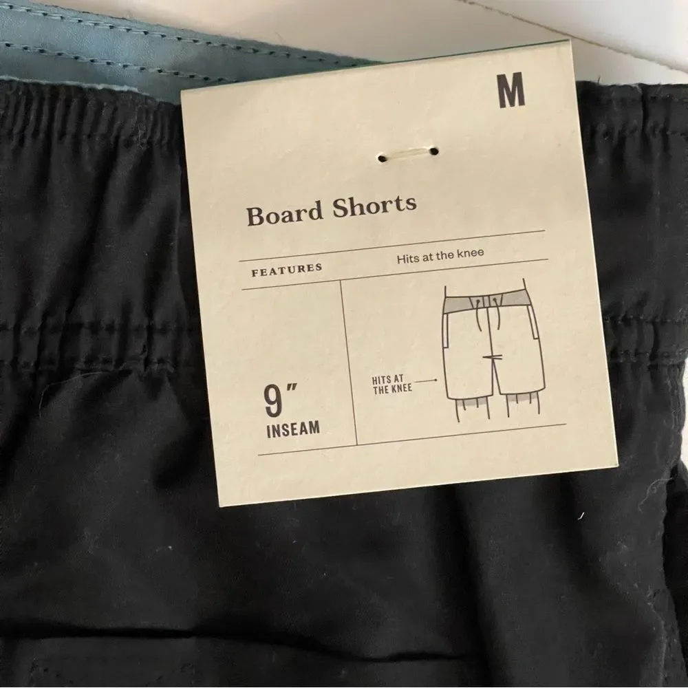 Goodfellow & Co. Board Shorts, Black, 9”, medium (32/33” waist), UPF 50+, NWT